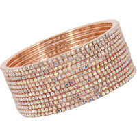 ZULKA Non-Precious Metal Base Metal with Zircon Gemstone Studded worked Glossy Finished Bangle Set For Women and Girls, (RoseGold-Rainbow_2.6 Inches), Pack Of 12 Bangle Set