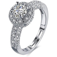 Jewels Galaxy Mesmerizing Zircon Studded Silver Plated Ravishing Ring for Women/Girls (SMNJG-RNGG-5174)