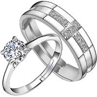 Mahi Valentine Gift Proposal Couple Ring Set with Cubic Zirconia for Men & Women (FRCO1103082R)