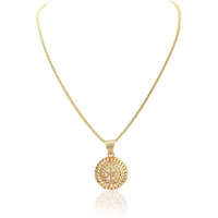 Handicraft Kottage Gold Plated round Shaped Pendant with chain | fashionable and stylish for Women, ladies and girls | locket with chain