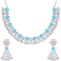 Atasi International Silver Plated Womens Necklace Set | Jewellery Set With Earrings | RPB5774