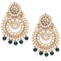 Karatcart Light Blue Drops Kundan Chandbali Earrings for Women