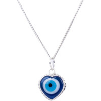 GOLDEN QUARTZ - THE CRYSTAL HUB - Blue Evil Eye Mini Heart Pendants with Chain Original Turkish Nazariya for Men & Women (1 Pendant)
