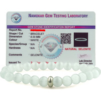 REMEDYWALA Charged Energized Certified Selenite Bracelet For Reiki, Balance Chakra, Positive Energy, Healing|Selenite Stone Bracelet 8 Mm|8Mm Gemstones Round Beads Stretchable Bracelet For Men & Women