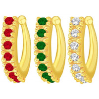VAMA FASHIONS Golden Clip On Nose Ring Combo Without Piercing Pressing Type Nose Pin Stud for Women