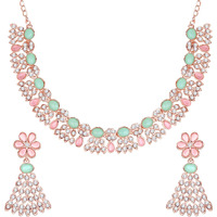 Atasi International Gold Plated Womens Necklace Set | Jewellery Set With Earrings | MPG5774