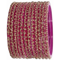 LAVAZZA Stylish Glass Chudi Set For Women and Girls Kaanch ki Choodiyan | Bangle For Girls | bangles for women 2.4 2.6 2.8 | Designer Glass Bangles | Stone Bangles Set For Women- (Iphone-Magenta-2.4)