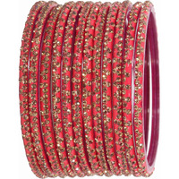 LAVAZZA Stylish Glass Bangle Set For Women and Girls For Wedding/Anniversary/Party | Indian Bangle Set | Kaanch ki chudiyan | chudi set for women | glass bangles set| bangles for women- (KS4-Strawberry-2.6)
