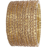 LAVAZZA Stylish Bangles Set For Women and Girls with Zircon Stone | Fancy Womens Glass Chudi | Stone Bangles for women Diamond Bangles | Womens Fashion Jewellery- Pack of 12, (LV_KS4-Golden-2.4)