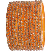 LAVAZZA Stylish Bangles Set For Women and Girls with Zircon Stone | Fancy Womens Glass Chudi | Stone Bangles for women Diamond Bangles | Womens Fashion Jewellery - Pack of 12, (KS4-Haldi-2.8)