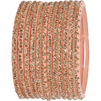 LAVAZZA Stylish Bangles Set For Girls | Fancy Womens Bangles | Golden Stone Bangles | Womens Bangles | Chudi Set | Fashion Jewellery Items | Daily/party/ofice/wedding bangles- (KS4-Peach-2.2)