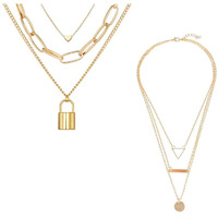 Jewels Galaxy Stylish Multi Layered Gold Plated Stunning Necklace For Women/Girls (Design 22) (JG-PC-NCC-22105)
