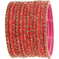 LAVAZZA Stylish Glass Chudi Set For Women and Girls Kaanch ki Choodiyan | Bangle For Girls | bangles for women 2.4 2.6 2.8 | Designer Glass Bangles | Stone Bangles Set For Women-- (Iphone-Watermelon-2.2)