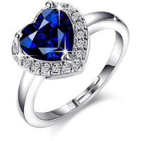 Jewels Galaxy Ravishing Heart Crystal Silver Plated Exquisite Ring for Women/Girls (SMNJG-RNGG-5176)