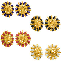 Nakabh Combo of 4 Gold Plated Moti Stud Tops Earrings for Women (Pack of 4 Pairs) (Combo - 06)