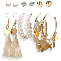 Jewels Galaxy Jewellery For Women Gold Plated White Studs, Hoops and Drop Earrings Set of 6 (JG-PC-ERGT-8708)
