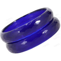NMII Glass with Diamond Shaped Glossy Finished Bangle/Kada Set For Women and Girls, (DarkBlue_2.2 Inches), Pack Of 2 Kada Set