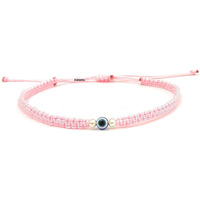 KUKSHYA JEWELLERS Exclusive 925 Sterling Silver 2 Ball + Evil Eye Charm Thread(Dhaga) Nazariya Anklet Adjustable|Nazar Battu| For Women & Girls 1 Piece (TP 090) (Baby Pink)
