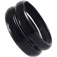 NMII Glass with Diamond Cutting Pattern Glossy Opaque Bangle/Kadaa set for Women/Girls, (Black_2.4 Inches), Pack Of 2 Kada Set