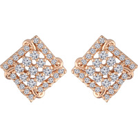 I Jewels Stylish Latest Fashion Rose Gold Plated Cubic Zirconia American Diamoand Square Shape Stud Earrings For Women/Girls (E2887)