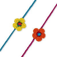 Prapti Handicrafts Handmade Multicolour Crochet Eco-Friendly Rakhis for Bhaiya Brother Kids(Pack of 2)