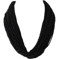 ZIKU JEWELRY 50 LAYERED MULTI STRAND SYNTHETIC BEAD HEAVY NECKLACE FOR WOMEN AND GIRLS (Black)