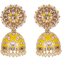 Shining Diva Fashion Latest Stylish Traditional Gold Plated Jhumki Earrings for Women & Girls (13607er), Gold Yellow, One Size