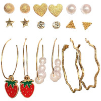 Jewels Galaxy Jewellery For Women Gold Plated Contemporary Studs and Hoop Earrings Set of 9 (JG-PC-ERGS-8730)