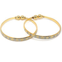 ZENEME 18 K Gold-Plated Dual Tone Handcrafted Openable Bangle Kada Set of 2 Bracelet Bangles for Women and Girls