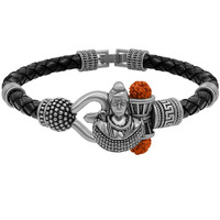 Nakabh Antique Vintage Ethnic Kada Bracelet for Men Women Boys Girls (Shivji Photo Silver)