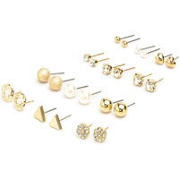 Fashion Frill Exclusive Heart Floral Multi Designer Gold Plated Stud Earrings For Women Girls Western Stylish Latest Fancy Earrings Set 24 Pair Of Earrings (Contemporar)