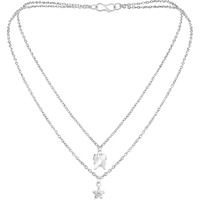 Mahi Floral and Butterfly Charms Multi Strand Chain Pendants Multi-layer Necklace for Women (PS1101765R)