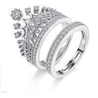 Jewels Galaxy Best Valentine Gifts Amazing AD Crown Inspired Silver Plated Mesmerizing Ring for Women/Girls (SMNJG-RNGG-5166)