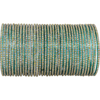 NMII Glass with Polka Dots & Glitter Stylish Fancy Bangles Set For Women & Girls | Glass Bangles | Traditional Women Bangles - Pack of 36 Bangle, (F181-Momos-Radium-2.6 Inches), Pack Of 36 Bangles
