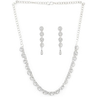 ZAVERI PEARLS Dazzling Flowers Austrian Diamond Necklace Set For Women - ZPFK465