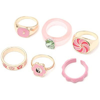 Jewels Galaxy Mesmerizing Vintage Gold Plated Stunning Rings For Women/Girls (Mixed Sizes) (Design 18)