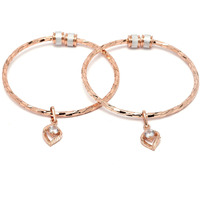 ZENEME 18k Rose Gold Plated Crystal Handcrafted Set of 2 Kada Bangle Openable Bracelet For Women