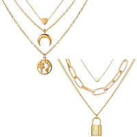 Jewels Galaxy Stylish Multi Layered Gold Plated Stunning Necklace For Women/Girls (Design 23) (JG-PC-NCKI-22106)