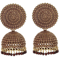 Shining Diva Fashion Latest Stylish Traditional Antique Gold Plated Jhumki Earrings for Women & Girls (13318er), One Size