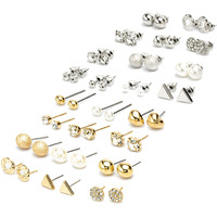 Fashion Frill Western Silver Studs Earrings For Women Fashion Girls Traditional Combo Set Of 24 Pair