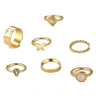 Jewels Galaxy Mesmerizing Vintage Gold Plated Stunning Rings For Women/Girls (Mixed Sizes) (Design 19)
