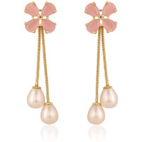 Ratnavali Jewels Fashion JewelleryPink Gold Plated Sparkling Colors Pearl Fancy Dangle & Drop Earrings Tops Women/Girls