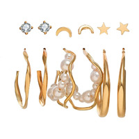 Jewels Galaxy Jewellery For Women Gold Plated Contemporary Stars and Moon Studs and Hoop Earrings Set of 6 (JG-PC-ERGT-8725)