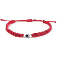 KUKSHYA JEWELLERS Exclusive 925 Sterling Silver 2 Ball + Evil Eye Charm Thread(Dhaga) Nazariya Anklet Adjustable|Nazar Battu| For Women & Girls 1 Piece (TP 089) (Red)