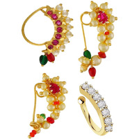 VAMA FASHIONS Maharashtrian Marathi Nath without piercing Mukuthi Nathiya nose pin ring for women.