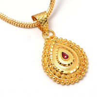 Jewar Mandi Round Gol/Heart Style Meena Work Gold Plated Locket/Pendant with Chain Daily use for Men, Women & Girls, Boys (Oval)