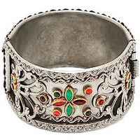 YouBella Jewellery for Women Celebrity Inspired Oxidised Silver Plated Cuff Bracelet Bangle for Women and Girls (Style 1)