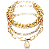 Jewels Galaxy Sparkling Gold Plated Multi Strand Bracelet For Women (CT-BNK-49119)