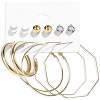 Shining Diva Fashion Latest Stylish Combo Design 6 Pairs Metal Earrings for Women and Girls (L12744er), Golden, 1