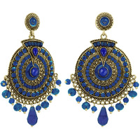 Nakabh Ethnic Gold Plated Oxidised Alloy Jhumki Earrings for Women Stylish (Design 05 (Blue))